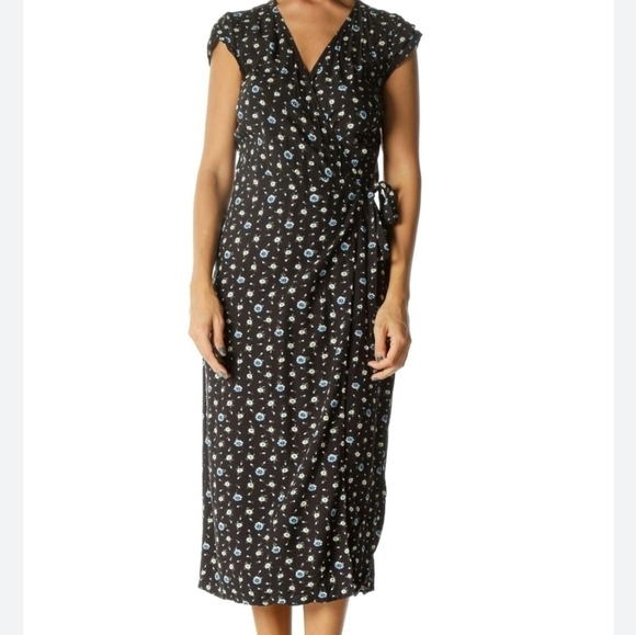 J.Crew Mercantile Women Floral Wrap Belt V neck hobo dress sz XS - Picture 1 of 9